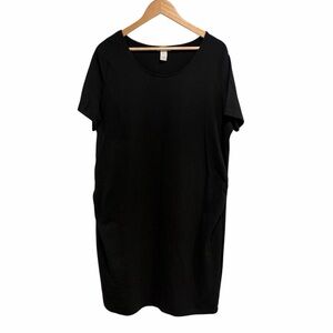 H&M Black Ruched Midi Maternity Short Sleeve Stretch T-Shirt Dress Cotton Blend